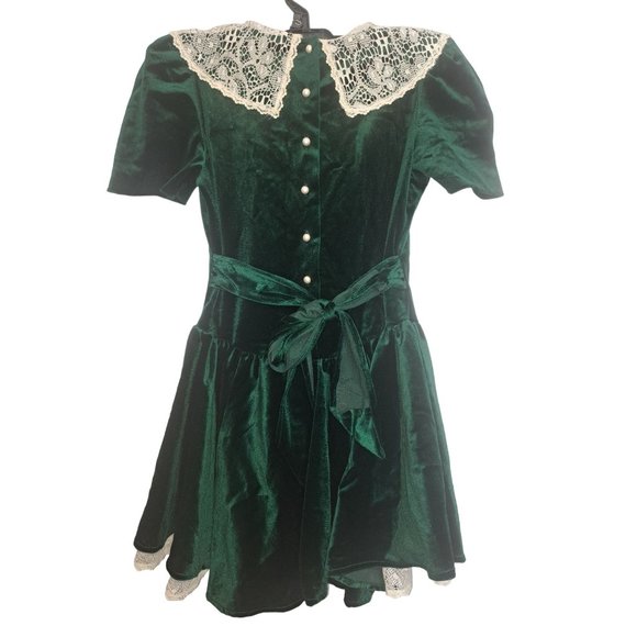 Fame Kids 14 Green/White Holiday Dress - Picture 3 of 6